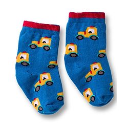 Cute Walk by Babyhug Non Terry Cotton Knit Ankle Length Anti Bacterial Socks With Vehicles Design Pack Of 3 - Multicolour