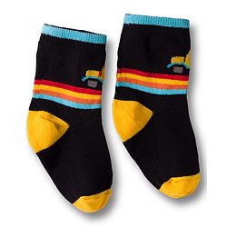 Cute Walk by Babyhug Non Terry Cotton Knit Ankle Length Anti Bacterial Socks With Vehicles Design Pack Of 3 - Multicolour