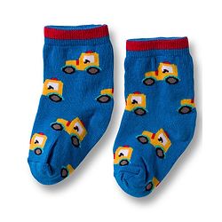 Cute Walk by Babyhug Non Terry Cotton Knit Ankle Length Anti Bacterial Socks With Vehicles Design Pack Of 3 - Multicolour