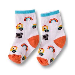 Cute Walk by Babyhug Non Terry Cotton Knit Ankle Length Anti Bacterial Socks With Vehicles Design Pack Of 3 - Multicolour