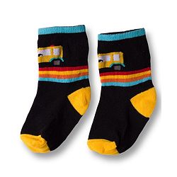 Cute Walk by Babyhug Non Terry Cotton Knit Ankle Length Anti Bacterial Socks With Vehicles Design Pack Of 3 - Multicolour