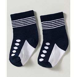 Cute Walk by Babyhug Non Terry Knit Ankle Length Anti Bacterial Striped & Bear Designed Socks Pack of 3 - Multicolor