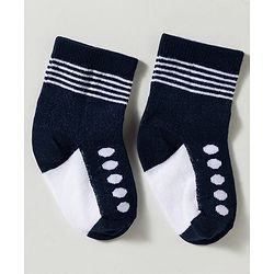 Cute Walk by Babyhug Non Terry Knit Ankle Length Anti Bacterial Striped & Bear Designed Socks Pack of 3 - Multicolor