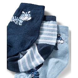 Cute Walk by Babyhug Ankle Length Anti Bacterial Socks with Zebra Design Pack of 3 - Multicolour