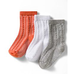 Cute Walk by Babyhug Non Terry Knit Ankle Length Anti Bacterial Solid Socks Pack of 3 - Grey Orange & White