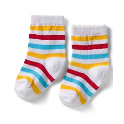 Cute Walk by Babyhug Non Terry Knit Ankle Length Anti Bacterial Socks With Stripes & Car Design Pack of 3 - Multicolor