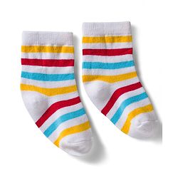 Cute Walk by Babyhug Non Terry Knit Ankle Length Anti Bacterial Socks With Stripes & Car Design Pack of 3 - Multicolor