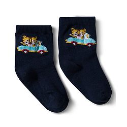Cute Walk by Babyhug Non Terry Knit Ankle Length Anti Bacterial Socks With Stripes & Car Design Pack of 3 - Multicolor