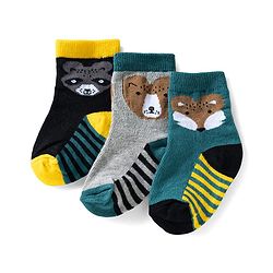 Cute Walk by Babyhug Ankle Length Anti Bacterial Socks with Fox Design Pack of 3 - Multicolour