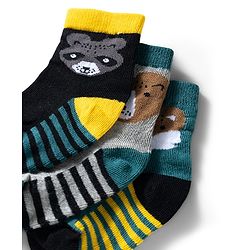 Cute Walk by Babyhug Ankle Length Anti Bacterial Socks with Fox Design Pack of 3 - Multicolour