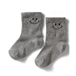 Cute Walk by Babyhug Non Terry Knit Ankle Length Anti Bacterial Socks With Smiley Design Pack of 3 - Yellow Grey & White