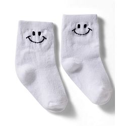 Cute Walk by Babyhug Non Terry Knit Ankle Length Anti Bacterial Socks With Smiley Design Pack of 3 - Yellow Grey & White