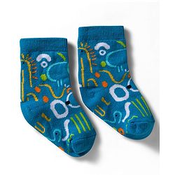 Cute Walk by Babyhug Non Terry Knit Ankle Length Anti Bacterial Socks With Stripes & Star Design Pack of 3 - Yellow Blue & White
