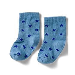 Cute Walk by Babyhug Non Terry Knit Ankle Length Anti Bacterial Socks With Stripes & Star Design Pack of 3 - Blue & White