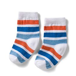 Cute Walk by Babyhug Non Terry Knit Ankle Length Anti Bacterial Socks With Stripes & Star Design Pack of 3 - Blue & White