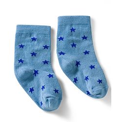 Cute Walk by Babyhug Non Terry Knit Ankle Length Anti Bacterial Socks With Stripes & Star Design Pack of 3 - Blue & White
