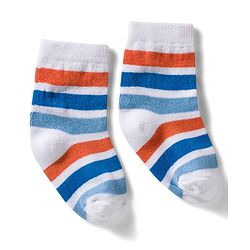 Cute Walk by Babyhug Non Terry Knit Ankle Length Anti Bacterial Socks With Stripes & Star Design Pack of 3 - Blue & White