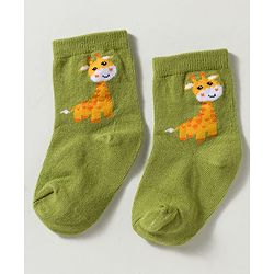 Cute Walk by Babyhug Non Terry Knit Ankle Length Anti Bacterial Striped & Animal Designed Socks Pack of 3 - Multicolor