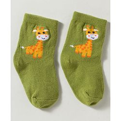 Cute Walk by Babyhug Non Terry Knit Ankle Length Anti Bacterial Striped & Animal Designed Socks Pack of 3 - Multicolor