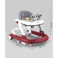 Babyhug 2 in 1 Baby Walker with Anti Fall Protection & Adjustable Height-Blue| Push Walker| Rear Wheels with Speed Control| Soft Padded Seat| Smooth Swivel Wheels| Musical Toy Tray with Engaging Toys