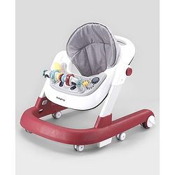 Babyhug 2 in 1 Baby Walker with Anti Fall Protection & Adjustable Height-Blue| Push Walker| Rear Wheels with Speed Control| Soft Padded Seat| Smooth Swivel Wheels| Musical Toy Tray with Engaging Toys