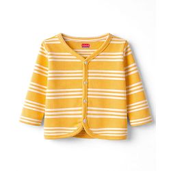 Babyhug 100% Cotton Knit Full Sleeves Striped Jhablas with Jungle Theme Print Pack of 3 - Navy Blue Yellow & White