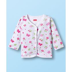 Babyhug 100% Cotton Interlock Knit Full Sleeves Jhablas With Floral Print Pack Of 3 - Purple Pink & White