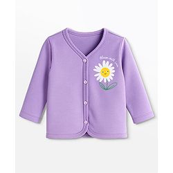 Babyhug 100% Cotton Interlock Knit Full Sleeves Floral Printed Inner Wear Set With Mittens Booties & Cap - Lavender