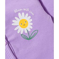 Babyhug 100% Cotton Interlock Knit Full Sleeves Floral Printed Inner Wear Set With Mittens Booties & Cap - Lavender