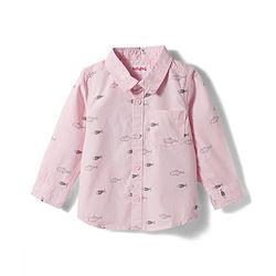 Babyhug 100% Cotton Woven Full Sleeves Sea Life Printed Shirt - Light Pink