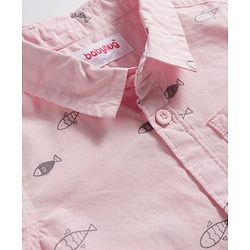 Babyhug 100% Cotton Woven Full Sleeves Sea Life Printed Shirt - Light Pink