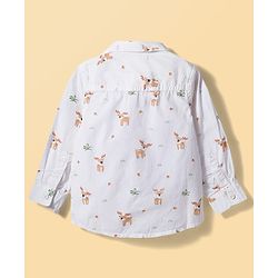 Babyhug Cotton Woven Full Sleeves Deer Printed Shirt - White