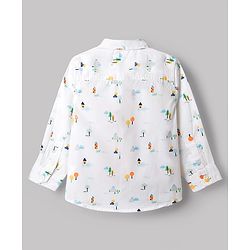 Babyhug Cotton Woven Shirt Full Sleeve Regular Collar Printed White 9-12 Months