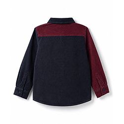 Babyhug Cotton Corduroy Shirt with Roll Up Sleeves and Collar Multi 9-12 Months