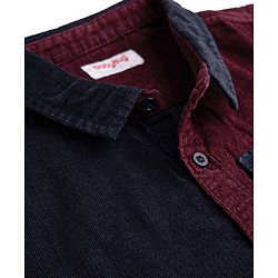 Babyhug Cotton Corduroy Shirt with Roll Up Sleeves and Collar Multi 9-12 Months