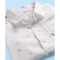 Babyhug Cotton Woven Half Sleeves Aeroplane Printed Shirt - White