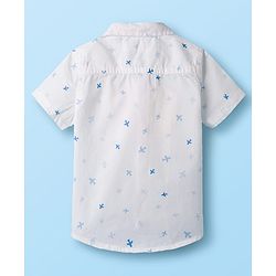 Babyhug Cotton Woven Half Sleeves Aeroplane Printed Shirt - White