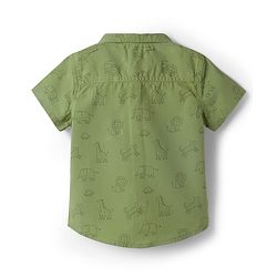 Babyhug Cotton Woven Half Sleeves Animals Printed Shirt - Green