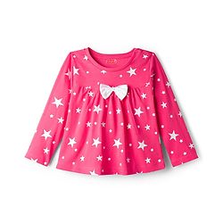 Babyhug Cotton Knit Full Sleeves Co-ord Night Suit With Star Print - Dark Pink