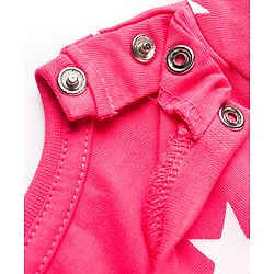 Babyhug Cotton Knit Full Sleeves Co-ord Night Suit With Star Print - Dark Pink