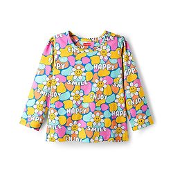 Babyhug Cotton Knit Full Sleeves Co-ord Night Suit With Floral Print - Multicolor