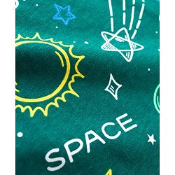 Babyhug Cotton Knit Full Sleeves Co-ords Night Suit With Space Theme Print - Dark Green