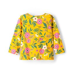 Babyhug Cotton Knit Full Sleeves Co-ord Night Suit With Floral Print - Yellow