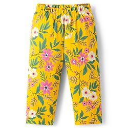 Babyhug Cotton Knit Full Sleeves Co-ord Night Suit With Floral Print - Yellow