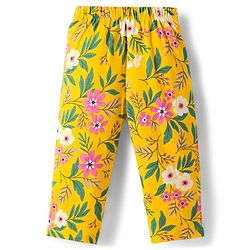 Babyhug Cotton Knit Full Sleeves Co-ord Night Suit With Floral Print - Yellow