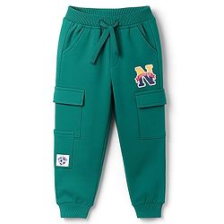 Babyhug Cotton Knit Full Length Lounge Pant With Alphabet Patch - Mint Green
