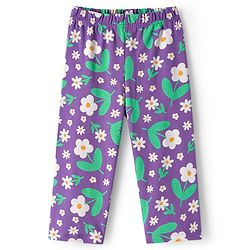 Babyhug Cotton Knit Full Sleeves Co-ord Night Suit With Floral Print - Purple