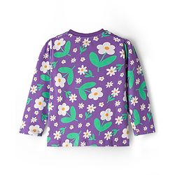 Babyhug Cotton Knit Full Sleeves Co-ord Night Suit With Floral Print - Purple