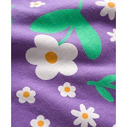 Babyhug Cotton Knit Full Sleeves Co-ord Night Suit With Floral Print - Purple