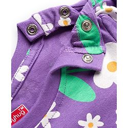Babyhug Cotton Knit Full Sleeves Co-ord Night Suit With Floral Print - Purple